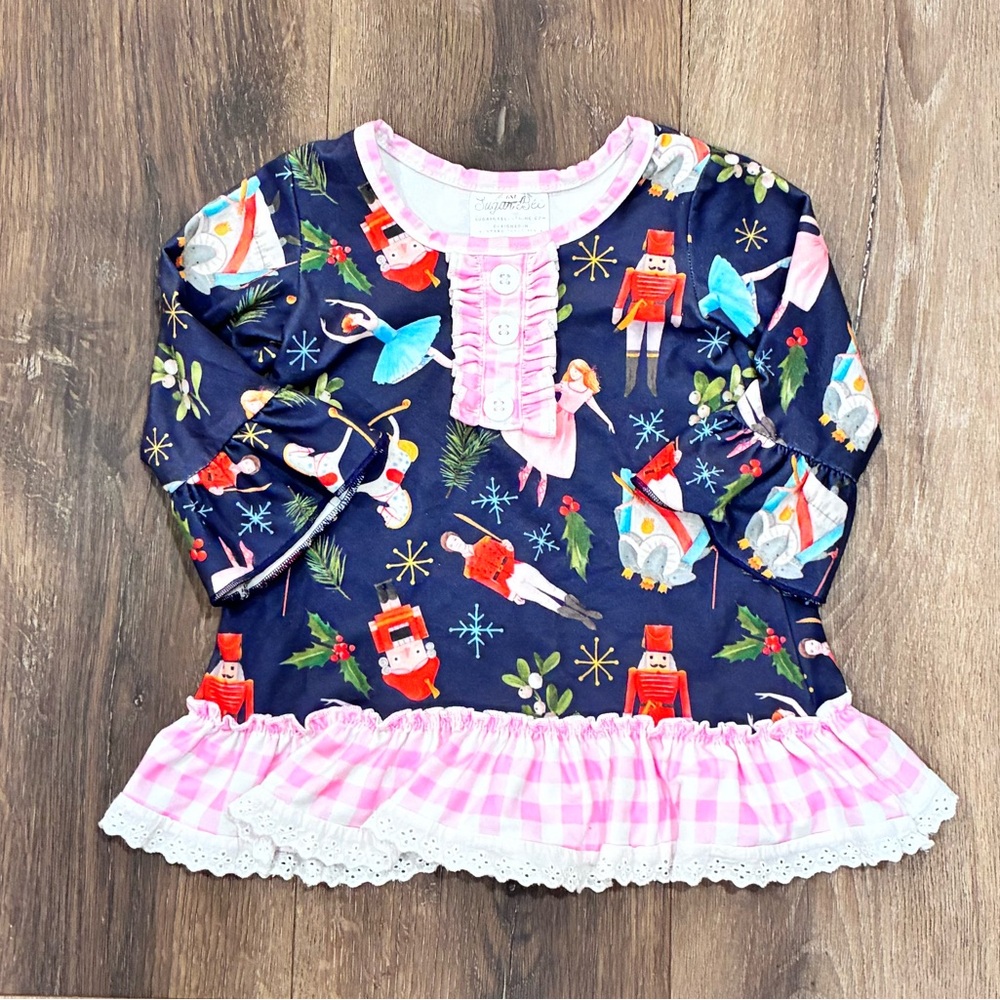 Sugar Bee Blue Nutcracker Ballet Dress Christmas Outfit Holiday Pink 6m